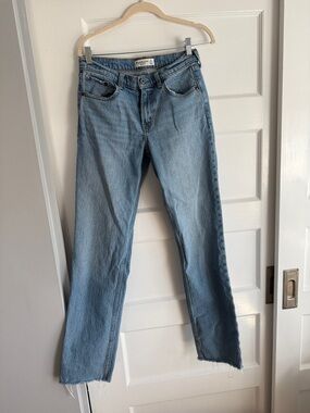 Abercrombie & Fitch Light Blue Women's Straight-Leg Jeans 27 extra long